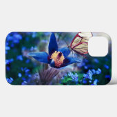 Coques Case-Mate iPhone Papillon de printemps sur Fleur bleue (Verso (horizontal))