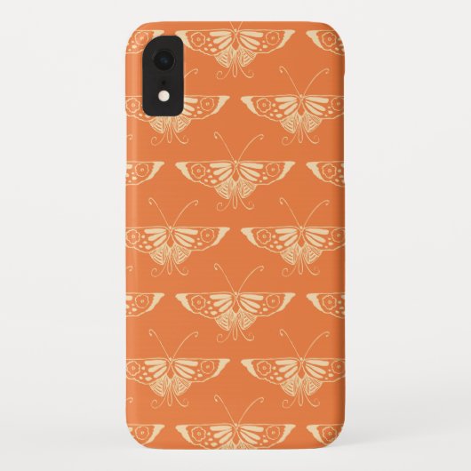 Coques Case-Mate iPhone Papillon Deco stylisé - corail orange (Dos)