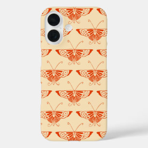 Coques iPhone 16 Papillon déco stylisé - mandarin orange