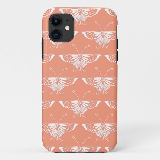 Coques Case-Mate iPhone Papillon Deco stylisé - orange corail (Dos)