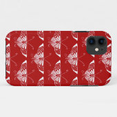 Coques Case-Mate iPhone Papillon déco stylisé - rouge foncé et blanc (Dos (Horizontal))