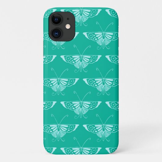 Coques Case-Mate iPhone Papillon Deco stylisé - turquoise et aqua (Dos)