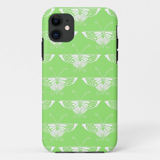 Coques Case-Mate iPhone Papillon déco stylisé - vert citron (Dos)