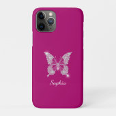 Coques Case-Mate iPhone Papillon Diamant Blanc, Nom de Script, Fuchsia Pro (Dos)