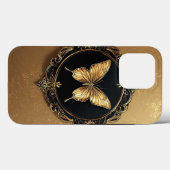 Coques Case-Mate iPhone Papillon d'or dans la conception encadrée Ornate (Verso (horizontal))