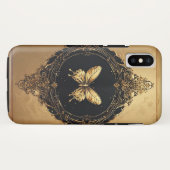 Coques Case-Mate iPhone Papillon doré dans un design encadré orné (Dos (Horizontal))