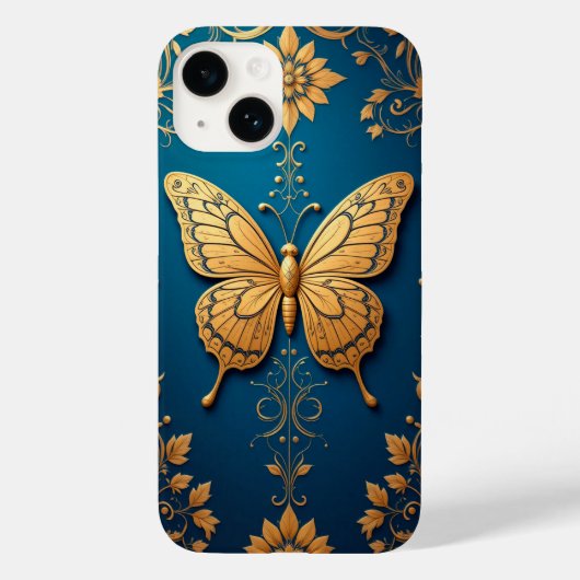 Coques Case-Mate iPhone Papillon doré orné avec motif floral (Verso)