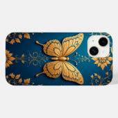 Coques Case-Mate iPhone Papillon doré orné avec motif floral (Verso (horizontal))