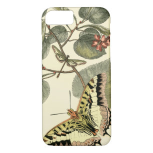 Coque iPhone 8/7 Papillon et libellule à fleurs rouges