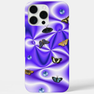Coques iPhone 16 Pro Max Papillon et perles sur soie violette