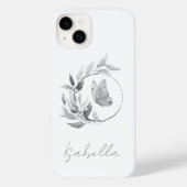 Coques Case-Mate iPhone Papillon Floral Monochrome Simple Élégant Nom (Verso)