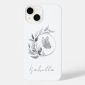 Coques Case-Mate iPhone Papillon Floral Monochrome Simple Élégant Nom (Verso)