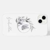 Coques Case-Mate iPhone Papillon floral Monochrome Simple Nom élégant (Verso (horizontal))