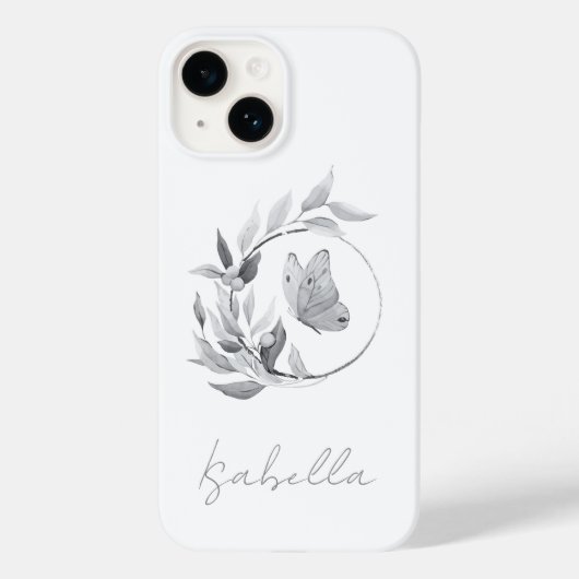 Coques Case-Mate iPhone Papillon floral Monochrome Simple Nom élégant (Verso)