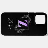 Coques Case-Mate iPhone Papillon floral pourpre Monogramme personnalisé - (Verso (horizontal))