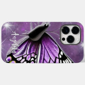 Coques Case-Mate iPhone Papillon Floral Violet et Argent Nom (Verso (horizontal))
