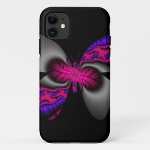 Coques Pour iPhone papillon fractal rose et violet