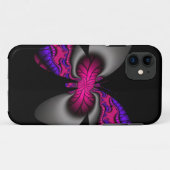 Coques Case-Mate iPhone papillon fractal rose et violet (Dos (Horizontal))