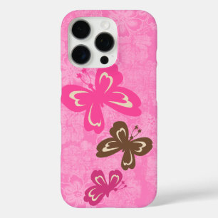 Coques iPhone 16 Pro Papillon Honolua et Hibiscus hawaïen rose