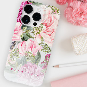 Coque Pour iPhone 14 Pro Papillon Jardin rose Floral