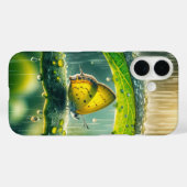 Coques Case-Mate iPhone Papillon jaune dans une douche à pluie (Verso (horizontal))