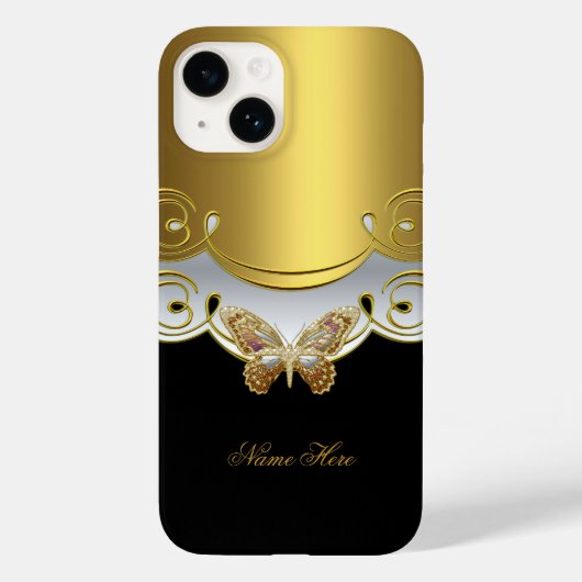 Coques Case-Mate iPhone Papillon jaune or noir (Verso)