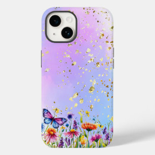 Coque Pour iPhone 14 Papillon mignon et base pastel douce