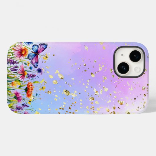 Coques Case-Mate iPhone Papillon mignon et base pastel douce (Verso (horizontal))