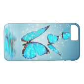 Coques Case-Mate iPhone Papillon moderne léger de 3 bleus (Dos (Horizontal))