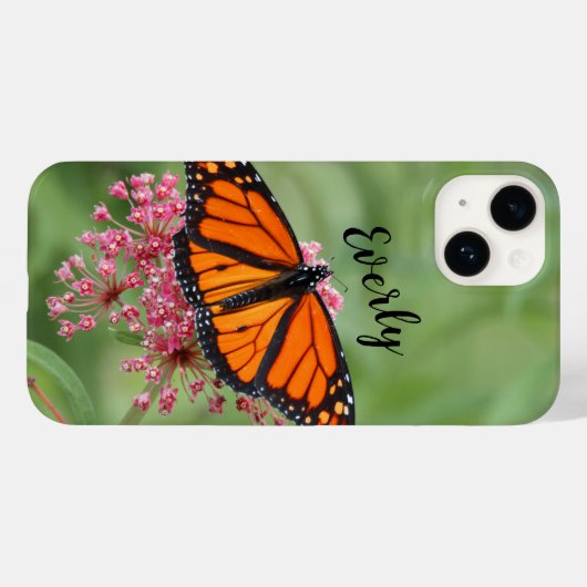 Coques Case-Mate iPhone Papillon Monarque avec nom (Verso (horizontal))