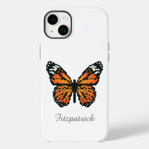 Coque Pour iPhone 14 Plus Papillon monarque en polygone / Nom personnalisé C