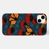 Coques Case-Mate iPhone Papillon monarque sur des fleurs rouges (Verso (horizontal))