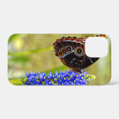 Coques Case-Mate iPhone Papillon morpho bleu sur une orchidée de marais (Verso (horizontal))