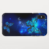 Coques Case-Mate iPhone Papillon Morpho sur fond sombre (Dos (Horizontal))