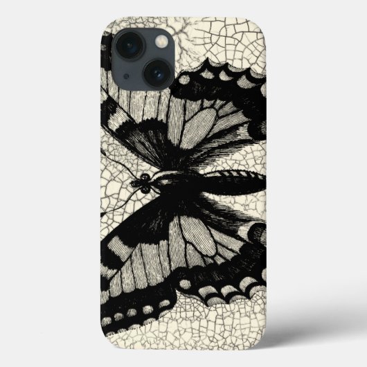 Coques Case-Mate iPhone Papillon noir et blanc sur Arrière - plan fissuré (Verso)