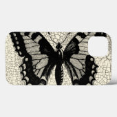 Coques Case-Mate iPhone Papillon noir et blanc sur Arrière - plan fissuré (Verso (horizontal))