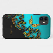 Coques Case-Mate iPhone Papillon noir Exotic Turquoise Gold (Dos (Horizontal))