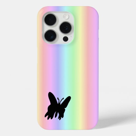 Coques Case-Mate iPhone Papillon noir sur Pastell Rainbow (Verso)