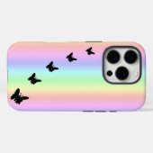 Coques Case-Mate iPhone Papillon noir sur Pastell Rainbow (Verso (horizontal))