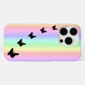 Coques Case-Mate iPhone Papillon noir sur Pastell Rainbow (Verso (horizontal))