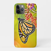 Coques Case-Mate iPhone Papillon orange sur la conception de fleurs roses (Dos)