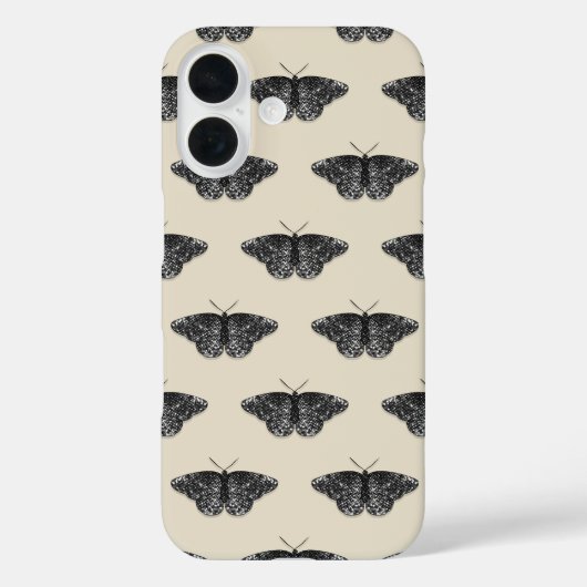Coques Case-Mate iPhone Papillon pailleté noir sur fond crème (Verso)