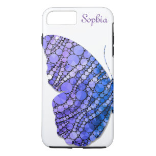 Case-Mate iPhone Case Papillon Personnalisé Paillettes Bleues et Violett
