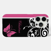 Coques Case-Mate iPhone Papillon personnalisé tourbillons Cranberry rose (Verso (horizontal))