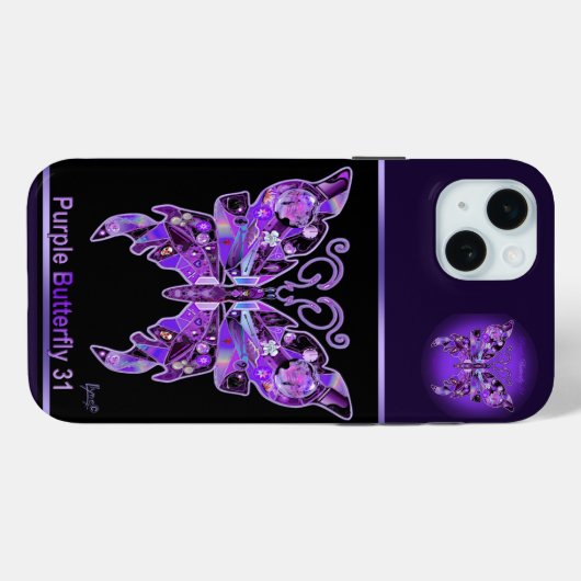 Coques Case-Mate iPhone Papillon pourpre 31 (Verso (horizontal))