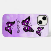 Coques Case-Mate iPhone Papillon pourpre et votre nom Personnalisé (Verso (horizontal))