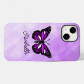 Coques Case-Mate iPhone Papillon pourpre et votre nom Personnalisé (Verso (horizontal))