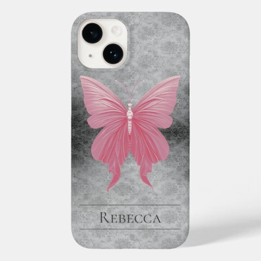 Coques Case-Mate iPhone Papillon rose bijoux Damas (Verso)