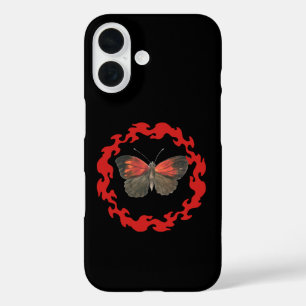 Coques iPhone 16 Papillon rouge dans un cercle de feu - Symbole de