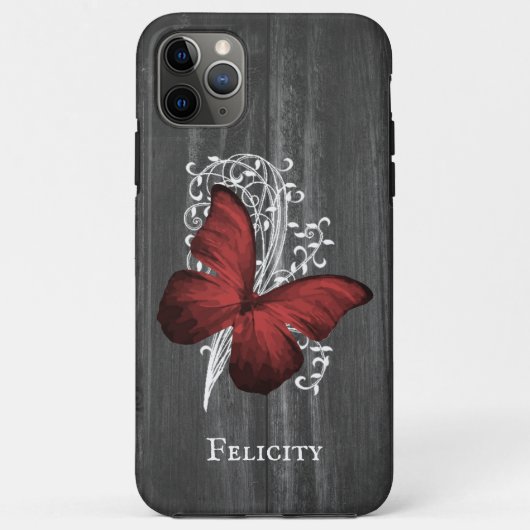Coques Case-Mate iPhone Papillon rustique rouge personnalisé (Dos)